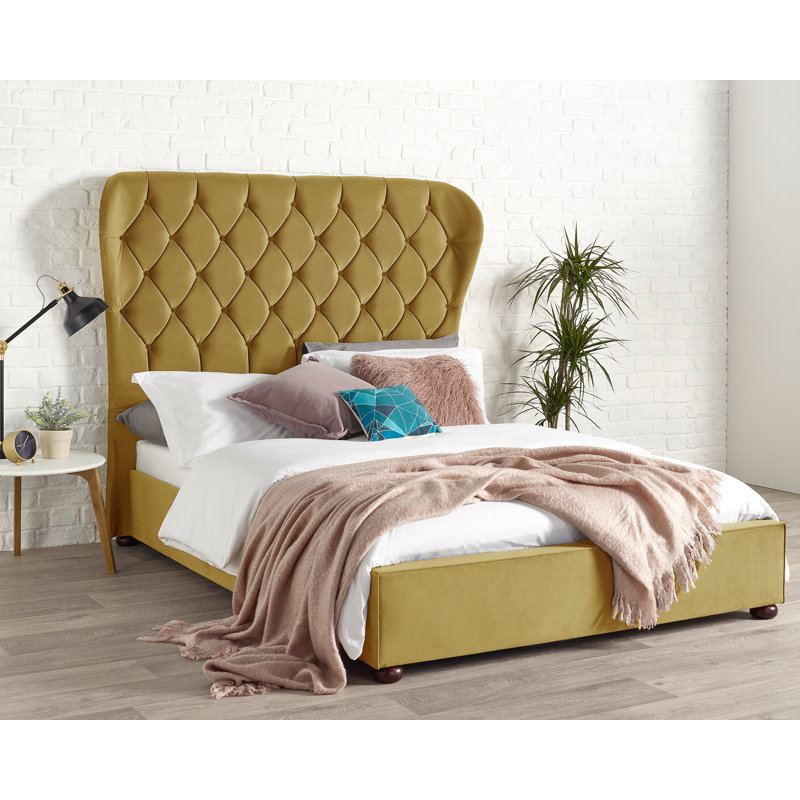 Canora Grey Maude Wingback Upholstered Bed Frame Wayfair.co.uk